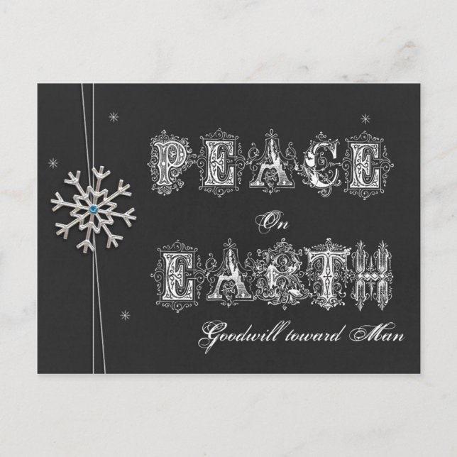 Chalkboard Peace on Earth Goodwill towards Man Sno Holiday Postcard (Front)