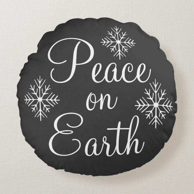 Chalkboard Peace on Earth Pillow (Front)