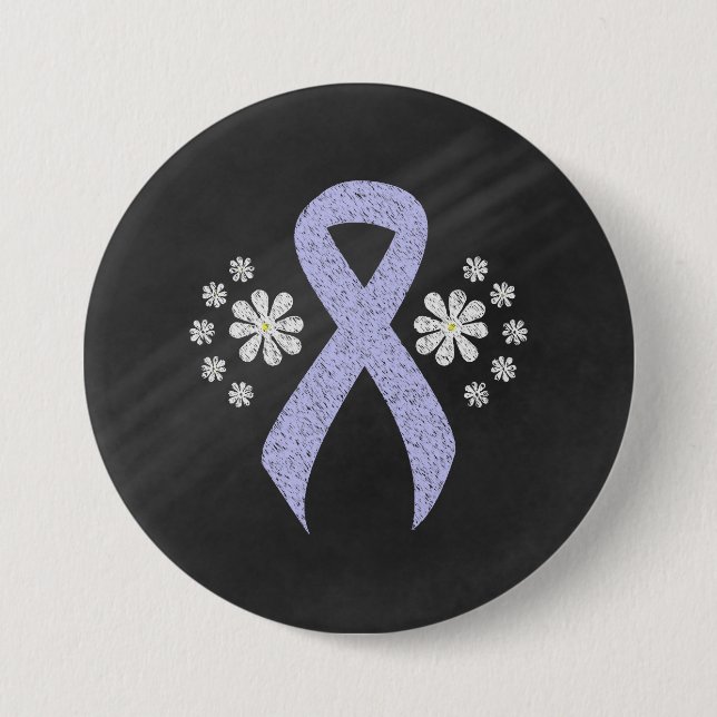 Chalkboard Periwinkle Ribbon 7.5 Cm Round Badge (Front)