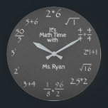 Chalkboard Personalised Math Time Large Clock<br><div class="desc">Personalised math time clock.  Replace Ms. Ryan with your salutation and sirname!</div>