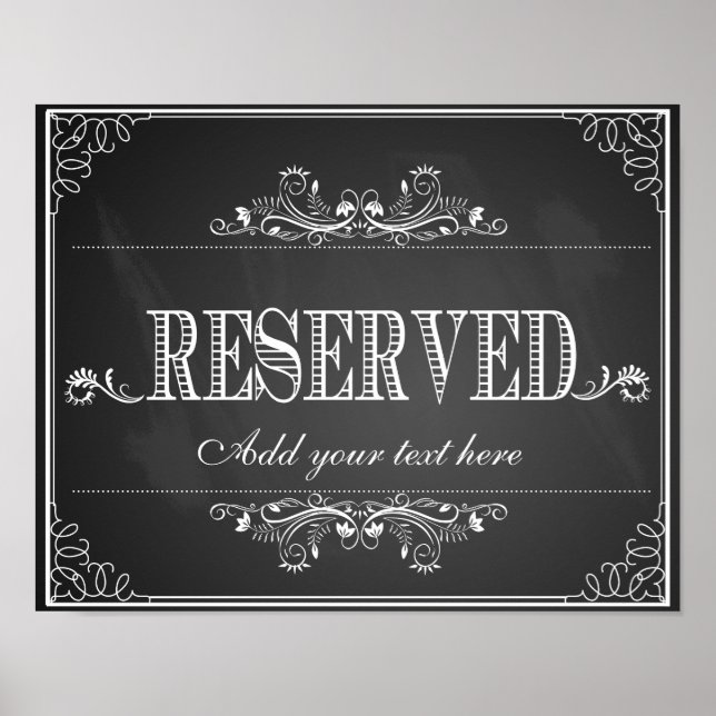 Chalkboard personalised  Reserved sign print (Front)