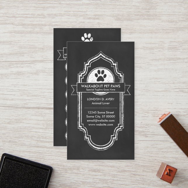 CHALKBOARD pet paw loyalty program Card (Front/Back In Situ)