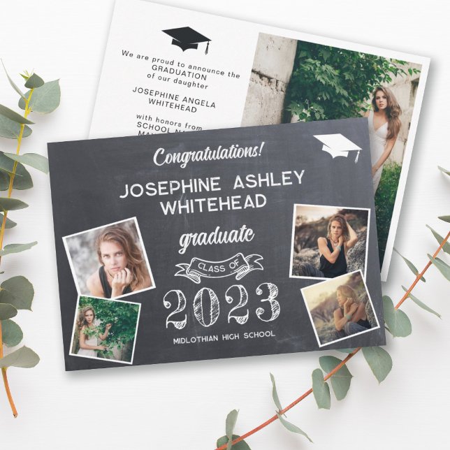 Chalkboard Photo Graduation Announcement 2023 (Creator Uploaded)