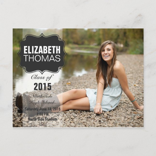 Chalkboard Photo Graduation Party Announcement (Front)