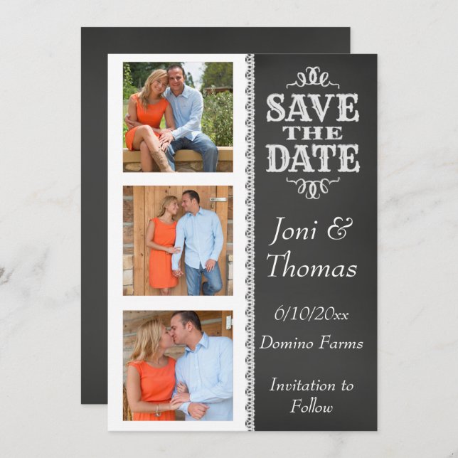 Chalkboard Photo Save the Date Invitation (Front/Back)