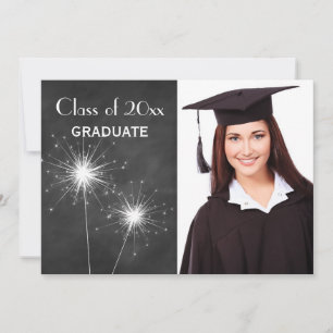 Chalkboard Photo Sparkler Graduation Announcement