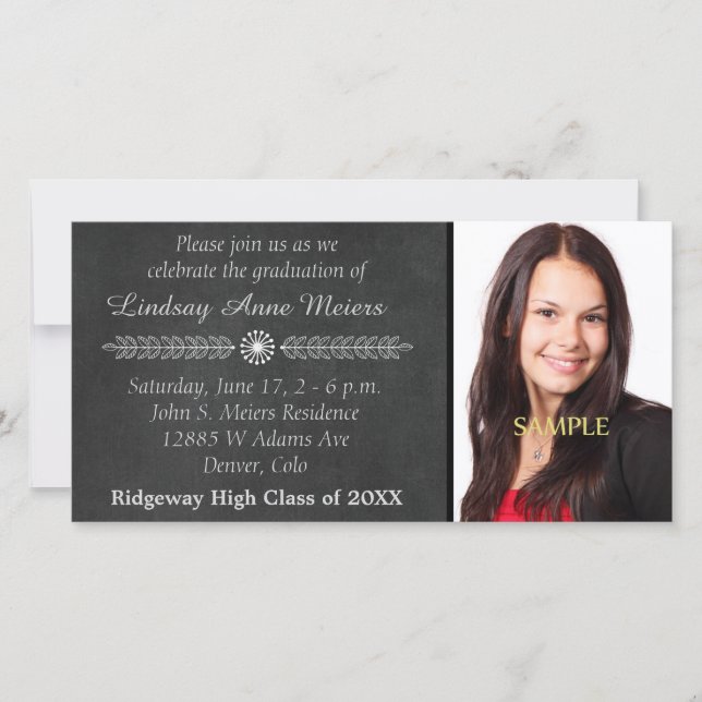 Chalkboard Photo Template Graduation Announcement (Front)