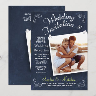Chalkboard   Photo   Wedding Reception Invitation