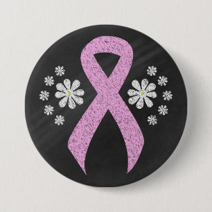 Chalkboard Pink Awareness Ribbon 7.5 Cm Round Badge