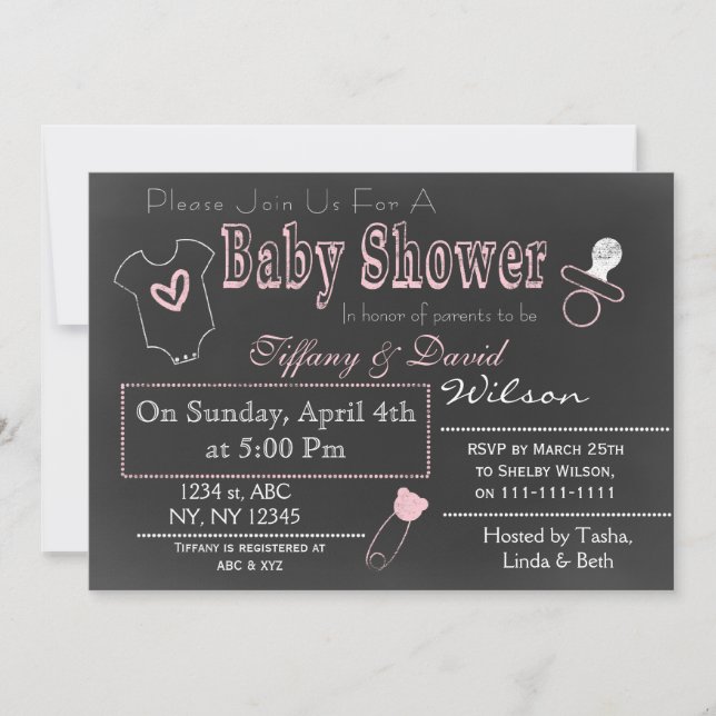 Chalkboard pink Couple's Baby shower Invitation (Front)