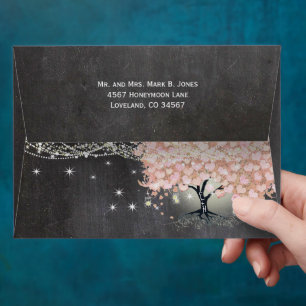 Chalkboard Pink Heart Leaf Tree Invitation Envelope