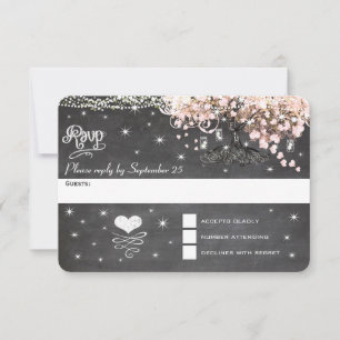 Chalkboard Pink Heart Leaf Tree RSVP