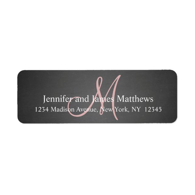 Chalkboard Pink Monogram for Weddings (Front)