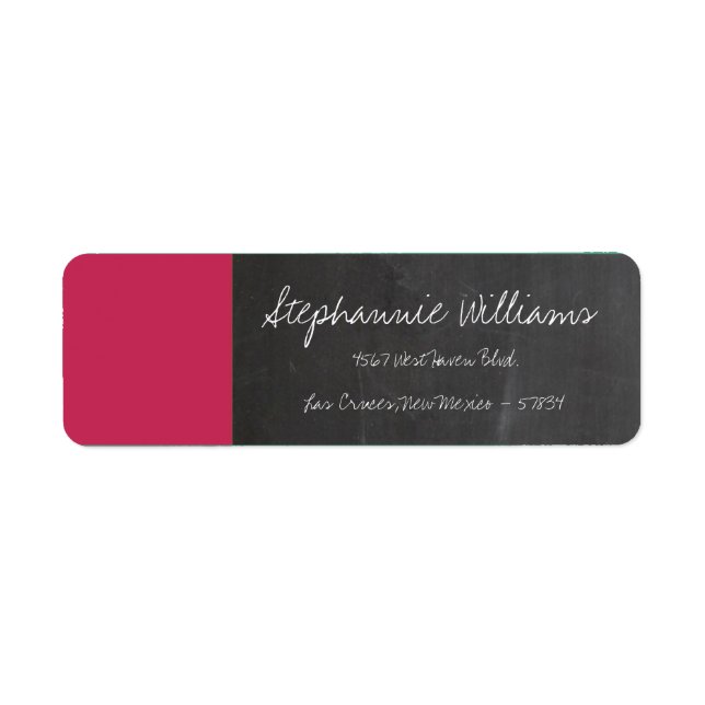 Chalkboard Pink Wedding Return Label (Front)