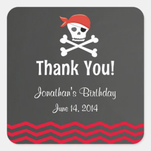 Chalkboard Pirate Birthday Stickers