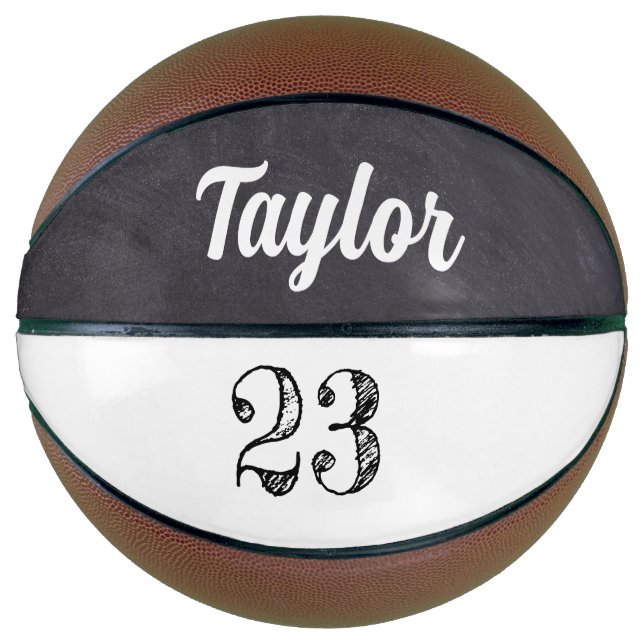 Chalkboard Player Number etching Personalised Name Basketball (Front)