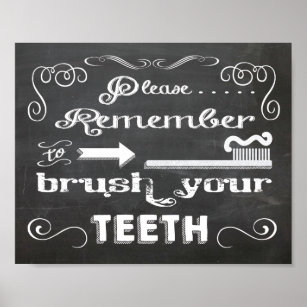 Chalkboard Please Brush your teeth poster