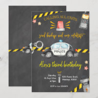 Chalkboard Police Birthday Party Invitation