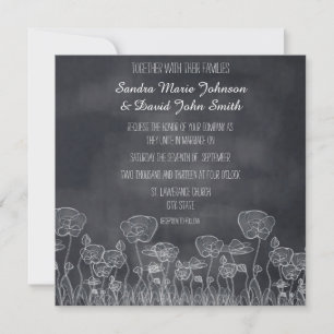Chalkboard Poppy Wedding Invitation