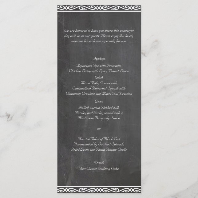 Chalkboard Posh Wedding Menu (Front)