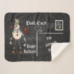 Chalkboard Postcard Old Fashion Blue Snowman Sherpa Blanket<br><div class="desc">Sherpa Blanket. Featuring a Vintage Chalkboard Postcard Old Fashion Snowman design with diy text. Bring instant colour and comfort into your living space with this decorative blanket during the holidays. This Product is 100% Customisable. Ready to fill in boxes or If you need further customisation, please click the "Customise it"...</div>