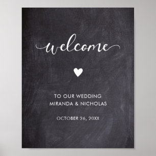 Chalkboard poster rustic wedding welcome sign