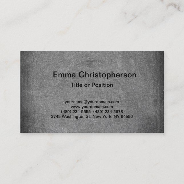 Chalkboard Professional Grey  Plain Modern Stylish Business Card (Front)