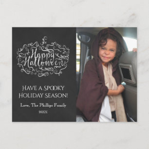 Chalkboard Pumpkin Happy Halloween Holiday Photo Postcard