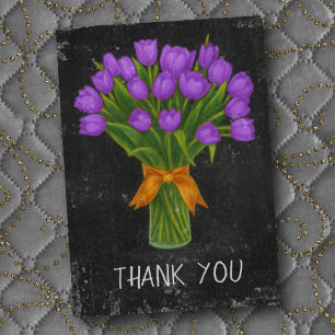 Chalkboard Purple Tulips Thank You Card