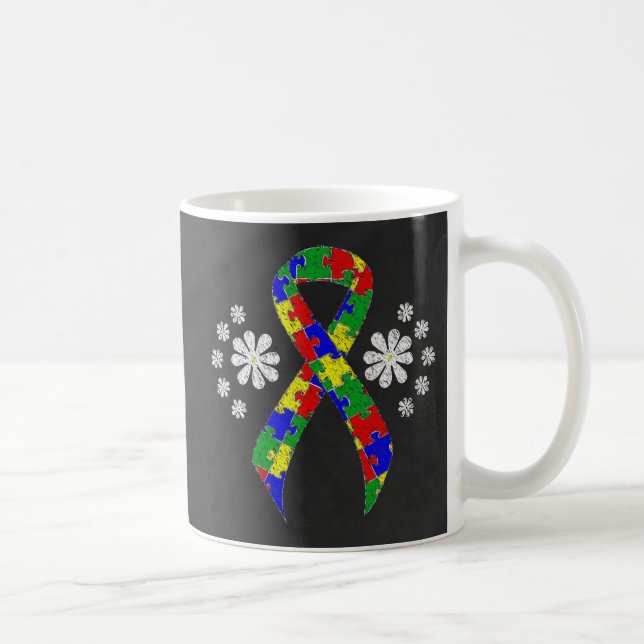 Chalkboard Puzzle Ribbon Coffee Mug (Right)