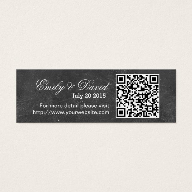 Chalkboard QR Code Wedding Website Insert Card (Front)