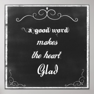 Chalkboard Quote A Good Word Poster