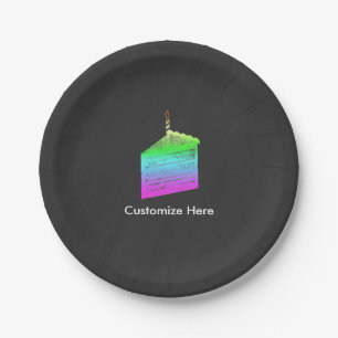 Chalkboard Rainbow Cake Birthday Party Plates