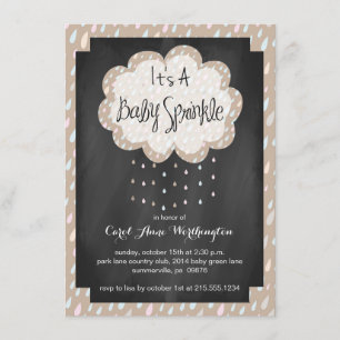 Chalkboard Raindrop Baby Sprinkle Invitation