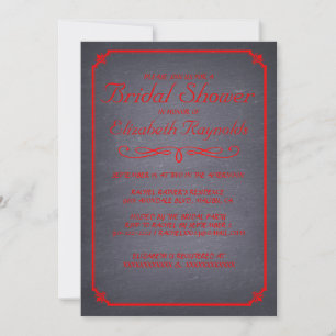 Chalkboard Red & Black Bridal Shower Invitations
