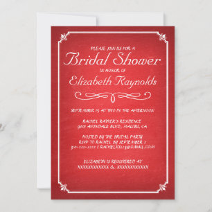 Chalkboard Red Bridal Shower Invitations