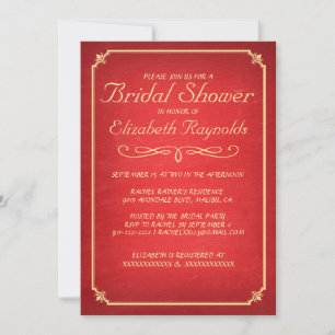 Chalkboard Red & Gold Bridal Shower Invitations