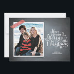 Chalkboard Red Washi Tape Script Holiday Card<br><div class="desc">This rustic chalkboard style invitation is made exclusively for Zazzle and is perfect for a nostalgic yet modern seasonal greeting. Printed “washi” tape in red accent your photo with white script typography printed on a chalkboard background. Add an Envelopments Holiday Stamp from our extensive postage collection to match perfectly with...</div>