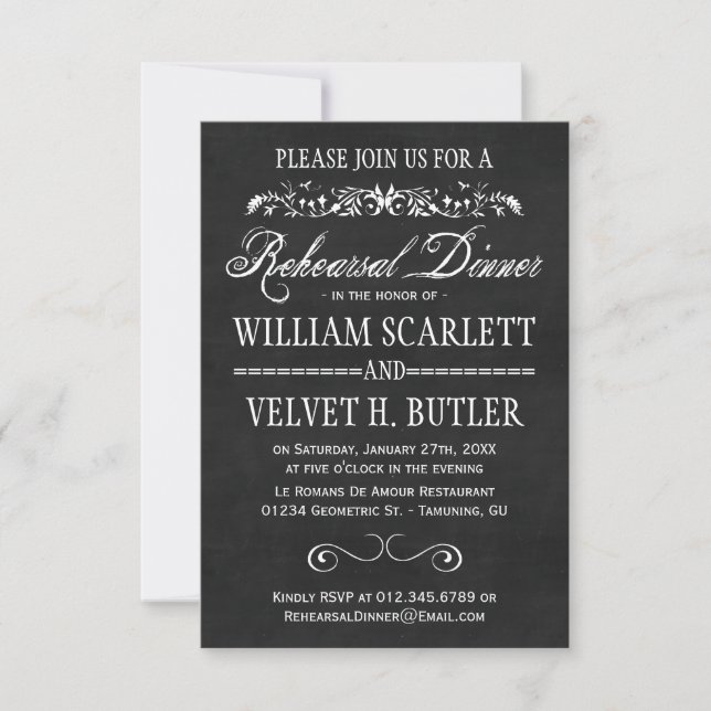 Chalkboard Rehearsal Dinner Invitations (Front)