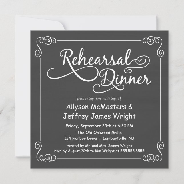 Chalkboard Rehearsal Dinner Invitations (Front)
