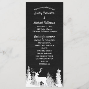 Chalkboard Reindeer Christmas Wedding Program Programme