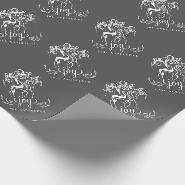 Chalkboard Reindeer Joy Christmas Holiday Wrapping Wrapping Paper (Corner)