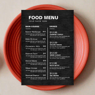 Chalkboard Restaurant Food Drink Menu Price List
