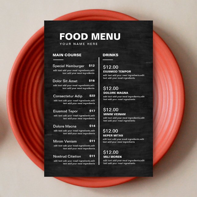Chalkboard Restaurant Food Drink Menu | Price List (Creator Uploaded)