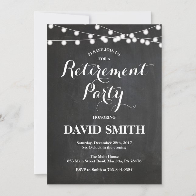 Chalkboard Retirement Party Invitation Card (Front)