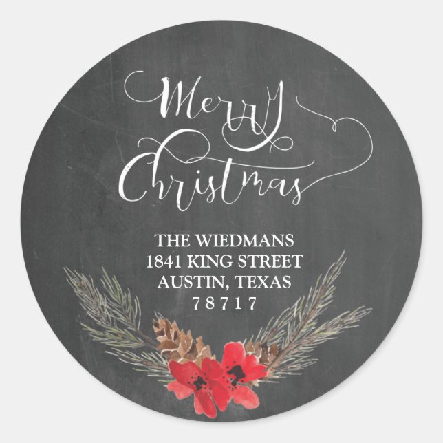 Chalkboard Return Address Round Stickers (Front)