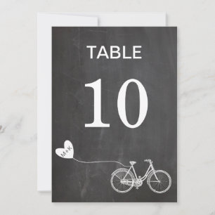 Chalkboard romantic bike initials table number