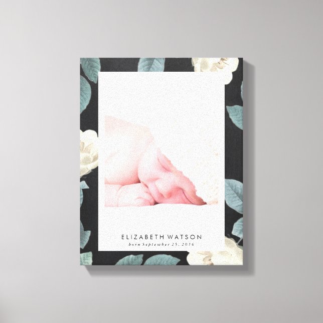 Chalkboard Rose Floral Frame Canvas Print (Front)