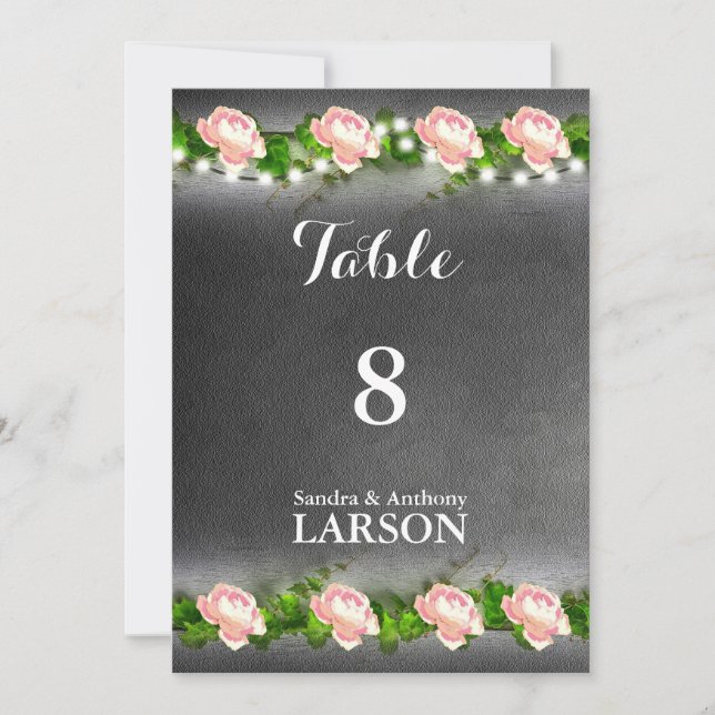 Chalkboard Rose Wedding Table Numbers (Front)