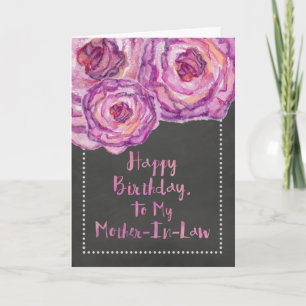 Chalkboard Roses Mother-In-Law Birthday Card